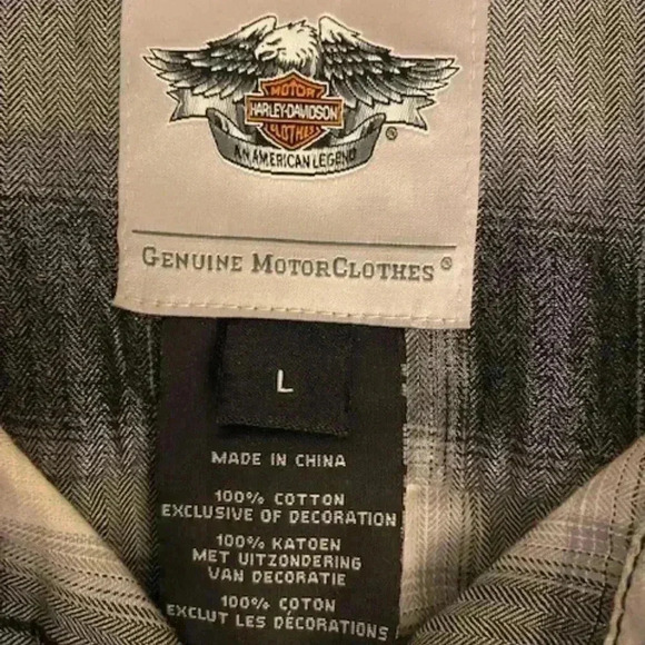 Harley Davidson Women's Button Down Plaid Cotton Shirt Size L - Picture 7 of 12